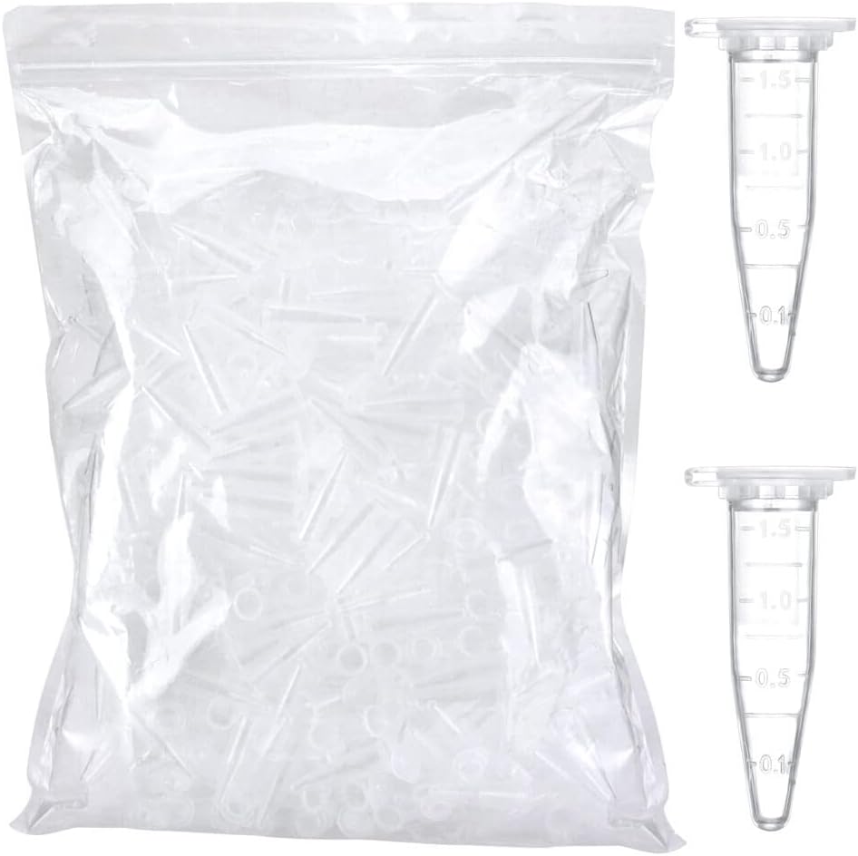 1.5ml Microcentrifuge Tubes 500pcs, EO Sterilized Plastic Small Vials with Caps for Sample Storage Without Leakage(500)…