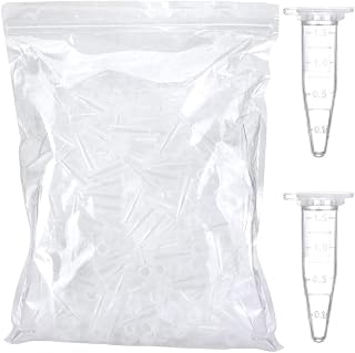 1.5ml Microcentrifuge Tubes 500pcs, EO Sterilized Plastic Small Vials with Caps for Sample Storage Without Leakage(500)