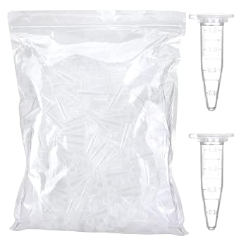 1.5ml Microcentrifuge Tubes 500pcs, EO Sterilized Plastic Small Vials with Caps for Sample Storage Without Leakage500
