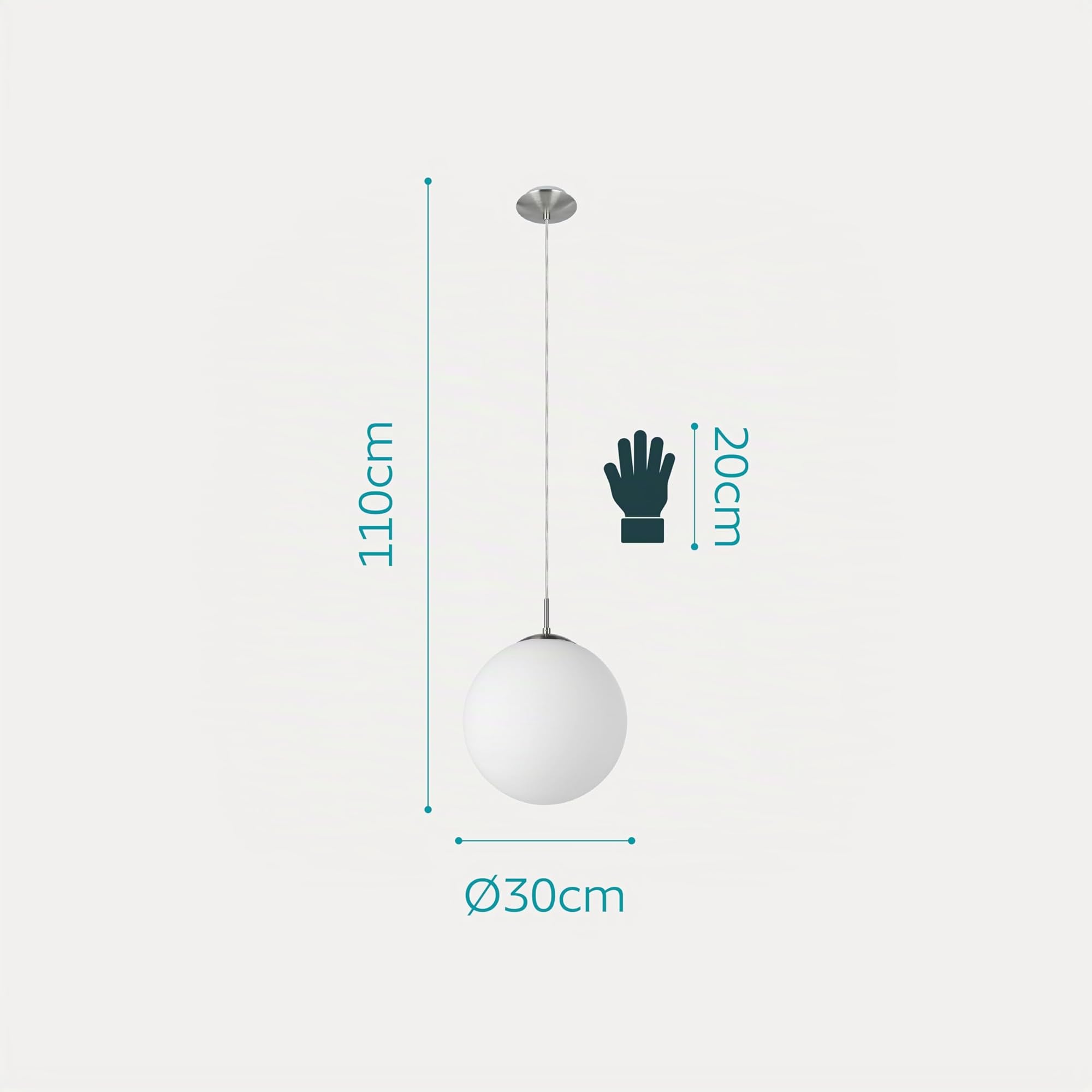 EGLO 85263 RONDO soffitto lampada a sospensione con opale opaco vetro diametro 30 CM OPACO nickel