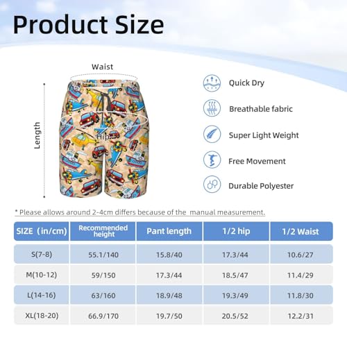 Boys Swim Trunks Cars Airplanes Ships Helicopters Cartoon Cute Kids Swim Shorts Quick Dry Beach Board Pocket4