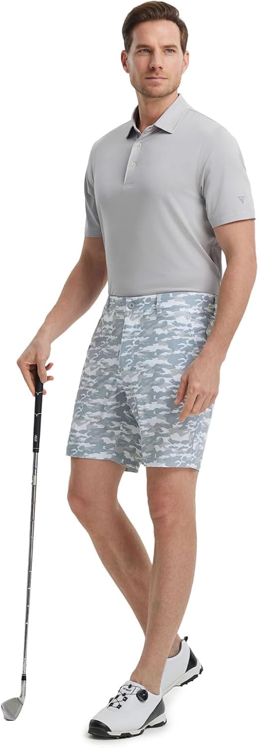 M MAELREG Mens Golf Shirts Moisture Wicking Dry Fit Business Casual Stretch Jacquard Short Sleeve Golf Polo Shirts for Men