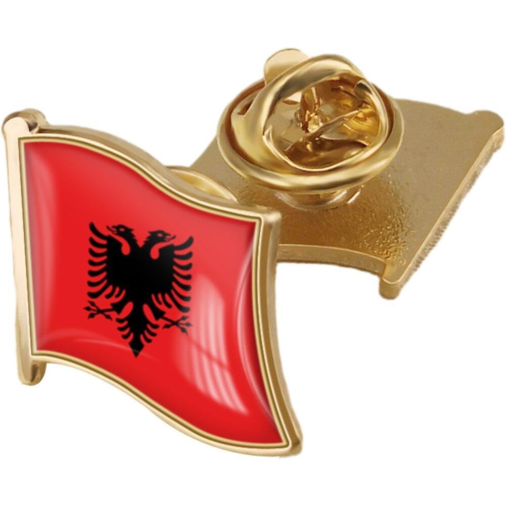 Stakee 1pc Albania Flag Brooch Pin Badge Albanian Flag Metal Lapel Pin Patriotic Souvenir Pin for Hat Clothes Backpack