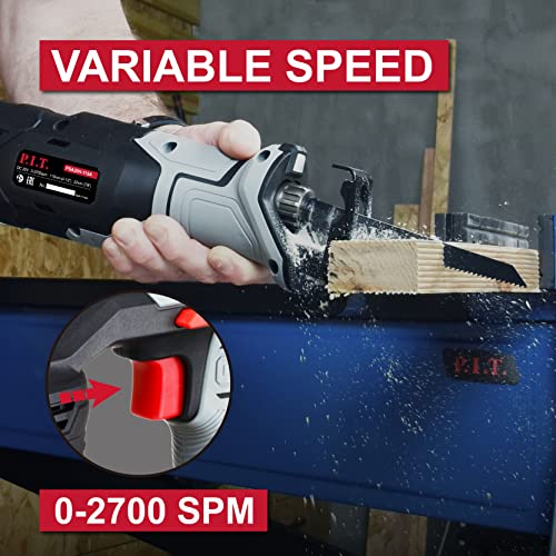 P.i.t. Power Reciprocating Saw, 20V Cordless Reciprocating Saw With 2.0Ah Batteries And Charger, 6 Saw Blades, Variable Speed, Battery Powered Saw For Woods/Metal/Plastic Cutting #TOP4