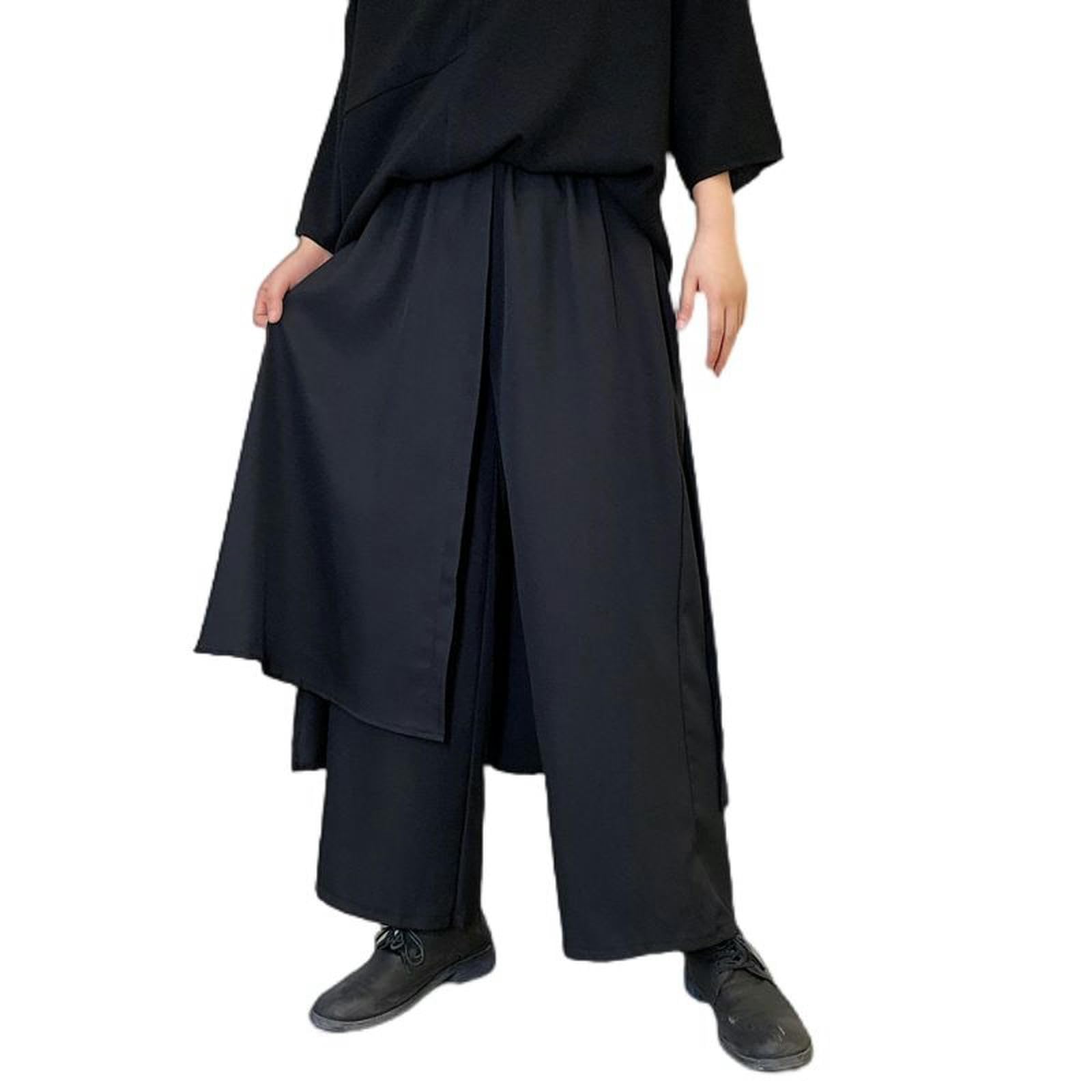 Pantalon large noir sarouel homme style jupe été grande taille 7XL