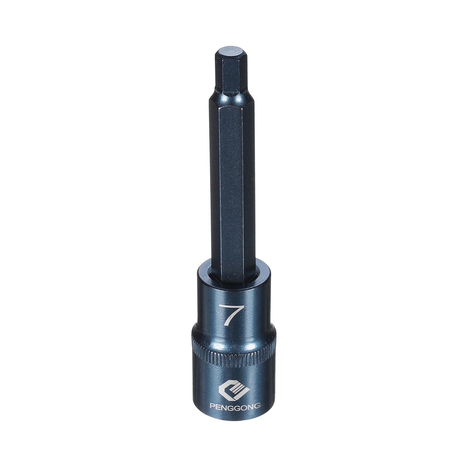 sourcing map 1/2" Drive Impact Hex Bit Socket H7 (7mm) Metric 4" Length S2 Steel 6-Point Sockets for Power Drill Drivers Adapter, Blue