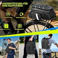 Desing Wish 15L 3IN1 Fahrradtaschen Gepäckträger Gepäckträgertasche Rucksack Wasserdicht Fahrradtasche Isoliertasche Kühltasche Fahrrad Taschen Hinten Packtaschen Fahradtaschen Zubehör mit Regenschutz – Ansicht 2