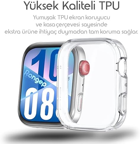 Rongep Huawei Watch Fit 4 için 360° Kasa Koruyucu Yumuşak TPU Kılıf Dokunmatiği ve Netliği Etkilemeyen Fit 4 Ekran Koruyucu Kılıf Darbelere Karşı Huawei Watch Fit4 Ekran Koruma (Şeffaf) - Görsel 2