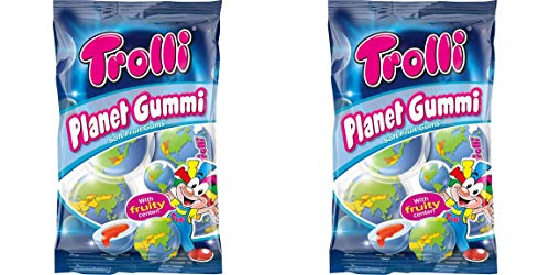 Trolli PLANET GUMMI soft fruit gums with liquid center 1 bag Made in Europe Pack of 2