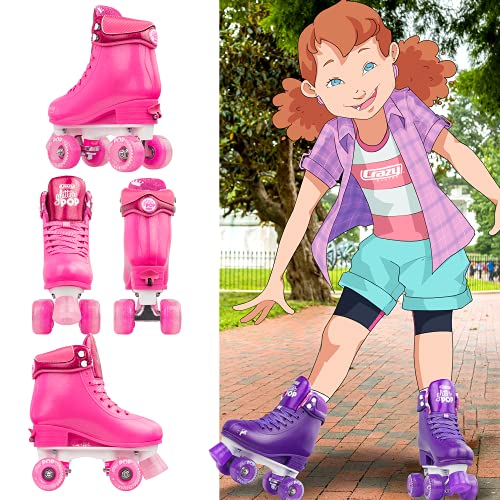 Crazy Skates Adjustable Roller Skates For Girls And Boys - Glitter Pop Collection - Size Adjustable To Fit Four Sizes - Pink (Size: Small | Us Mens J12-2 | Us Ladies J12-2 | Eu 31-34) #TOP4