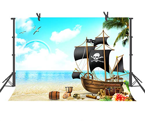FUERMOR Cartoon Pirate Ship Backdrop 7x5ft Themed Party Photography Stuido Photo Background Props LHFU061
