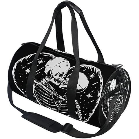 MNSRUU Duffel Bags Skull Love Kiss Sports Gym Bag Travel Luggage Overnight Bags for Men Women Cover