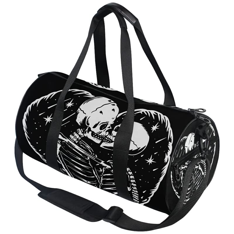 MNSRUU Duffel Bags Skull Love Kiss Sports Gym Bag Travel Luggage Overnight Bags for Men Women