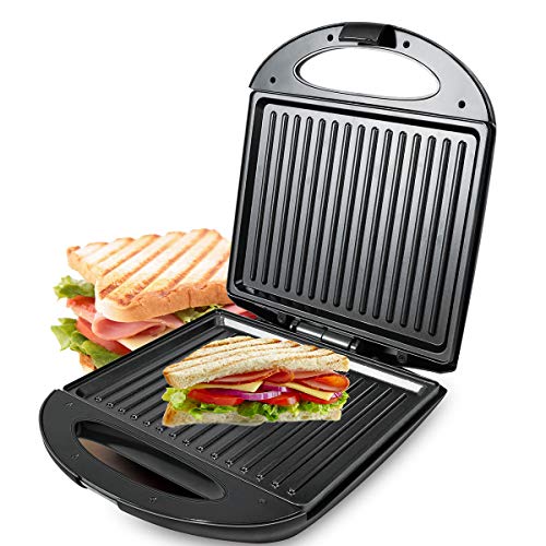 KC1056 Sandwichmaker Edelstahl Antihaftbeschichtet 750 W Panini Kontaktgrill Abnehmbare Grillplatten, Cool Touch Griffe, Wird Zum Frühstück Verwendet,