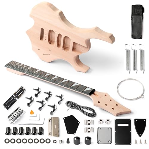 Glarry DIY Electric Guitar Kit, 6 Strings Guitar Kit with