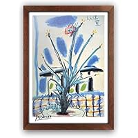 Amazon.co.jp: ピカソ 花と蝶 フレーム付き ポスターaoipro (白