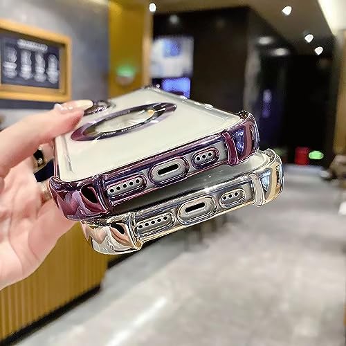 Eiyikof for iPhone 15 Plus Magnetic Transparent Case,Luxury Bling Four Corners Shockproof Military-Grade Protection with Camera Lens Protector MagSafe Clear Plating Cover for Women Men-Silver by Eiyikof - Used condition - Image 3