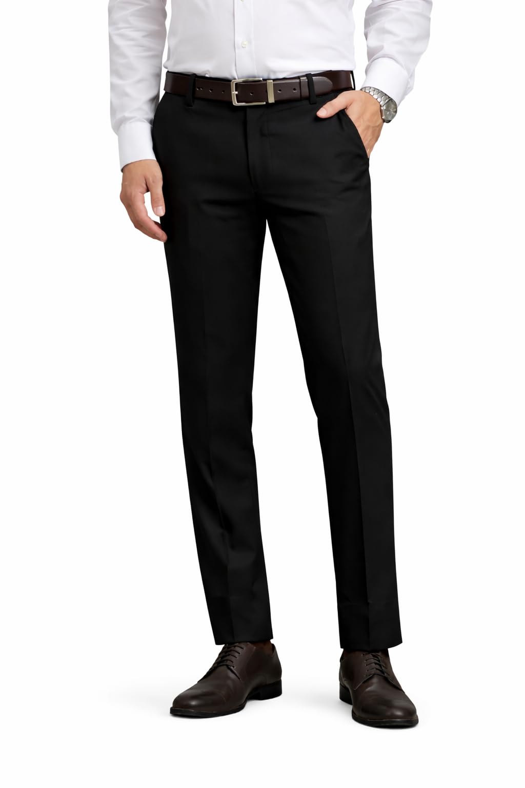 blue eleven Men’s Black Formal Trouser Slim Fit | Office Wear Stylish Smart Fit Solid Pants-picture-11