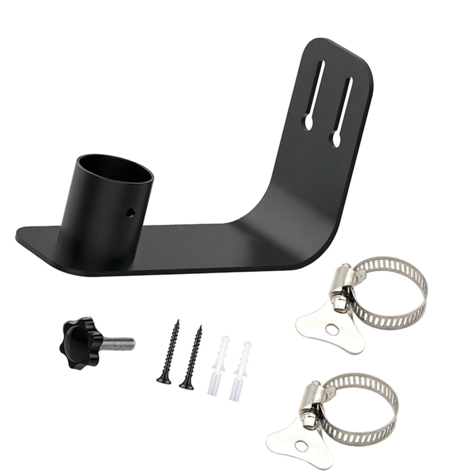 Bird Feeder Mount Bracket, Metal Wall or Post Mount with Screws and Clamps, Outdoor Hardware for Compatible Feeder Installation and Clamps for Wall Installation or Round Post Attachment Areas