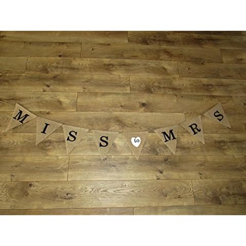 MISS TO MRS Natural Burlap Bunting Banner Wedding Party Decoration For Vintage Rustic Country Farmhouse Style Cover
