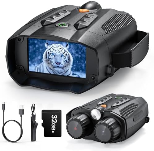 Night Vision Goggles - 4K Night Vision Binoculars with 875 Yards Range,48MP,3 Inch Display,10X Digital Zoom,7-Level IR,32GB Card,5000mAh Battery,Gift&Cool Gadgets for Hunting