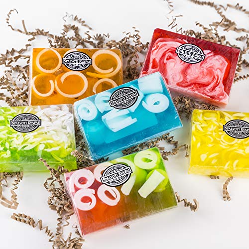 Premium European Natural Hand & Bath Soaps, Variety Gift Set, 6 Colorful Scented and Handmade Bars by Spalvoti Kvapai
