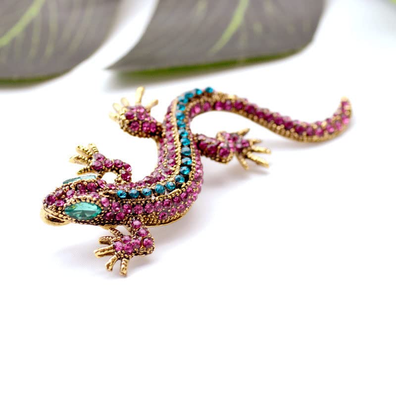 Image of Opexicos 2Pcs Funny Lizard Diamond Gecko Party Pin Clothes Jewelry Vintage Metal Brooch