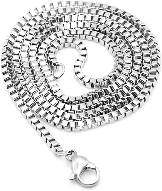 Box Chain for Men 925 Sterling Silver Box Chain Necklace for Men Women Lobster Clasp 1.5/2/3mm, 16-26 Inch