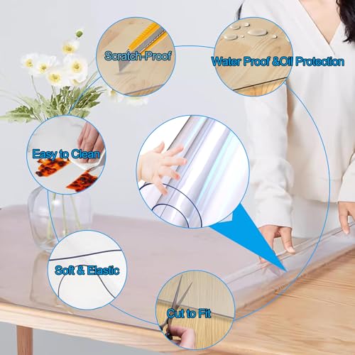 Revêtement table transparent PVC durable protection meuble