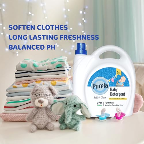 Image of Purela Baby Laundry Detergent 5L | Pediatrician-Tested, Hypoallergenic for Newborns | Stain & Odor Removal | Gentle on Sensitive Skin & Cloth Diapers
