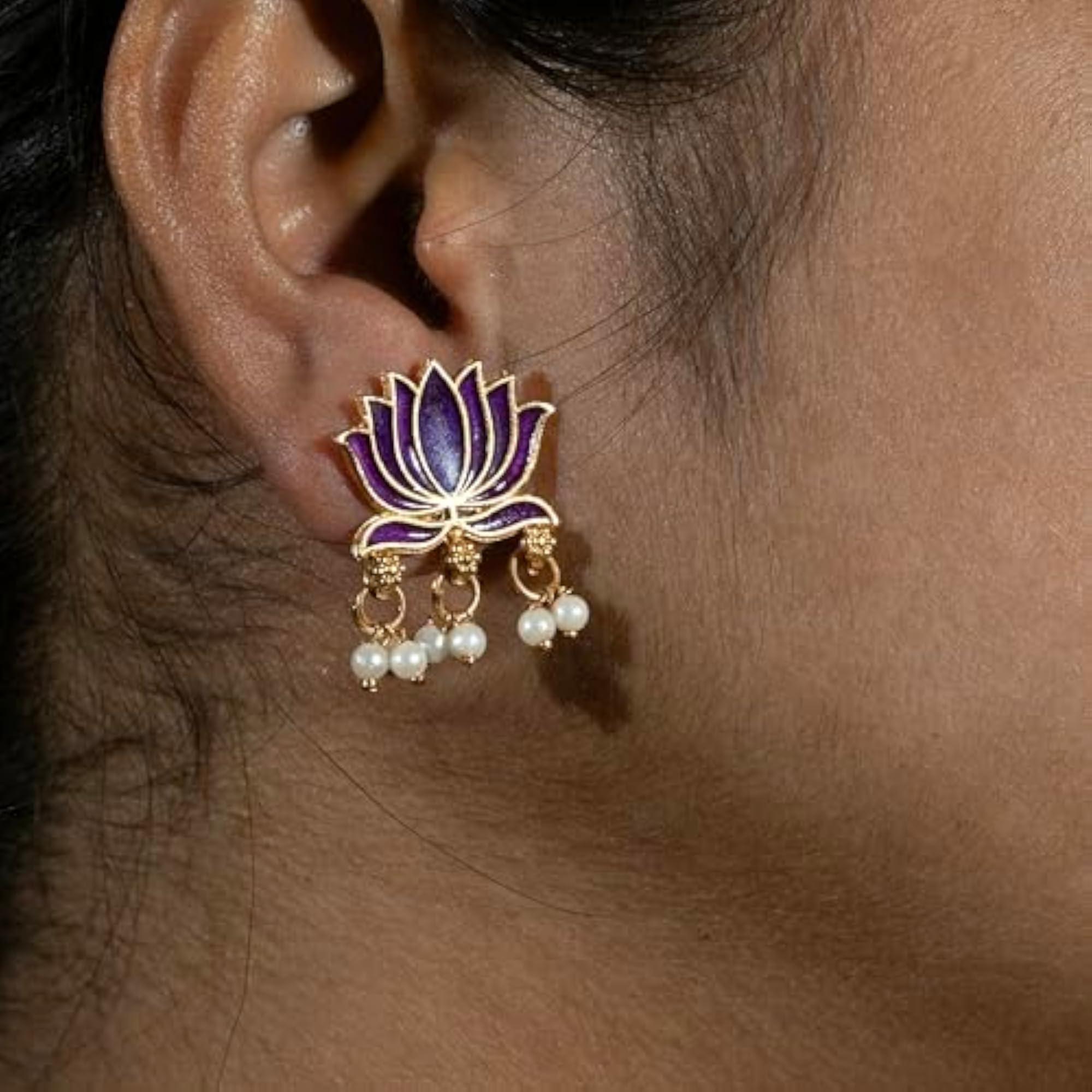 Lotus Necklace Set With Earrings for Women & Girls
