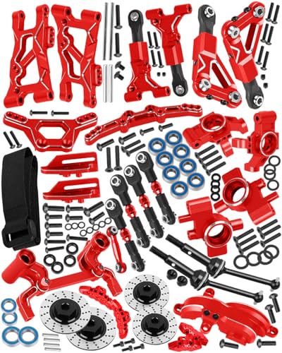 RCYouHott RC Alloy Upgrades Part for 1/10 4-TEC Drift Ford Mustang Rear Wheel Drive ON-Road Drift RC Car #105237-4,RC Drive Shaft Axles CVD Suspension Arm Caster Block Steering Blocks,Red