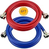 6FT Washer and Dryer Hoses,Washing Machine Hoses 6ft Burst Proof Water Supply Lines for Hot and Cold Hoses (2 Packs) with 3/4" Connection Water Lines,Universal for All Standard Wash Machines- MIFLUS