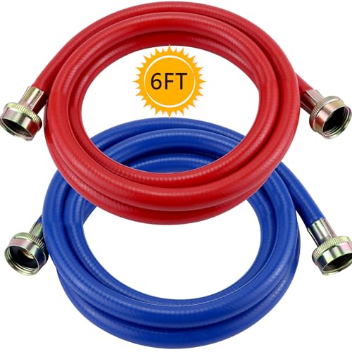 6FT Rubber Washing Machine Hoses 2 PACKS Burst Proof