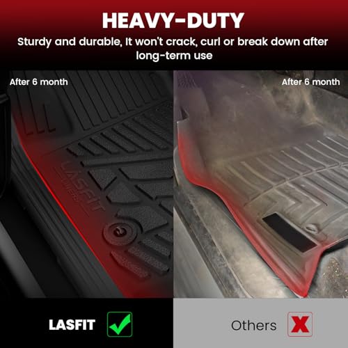 Image of LASFIT Floor Mats 2019-2026 for Chevy Silverado /GMC Sierra 1500, 2020-2026 2500HD 3500HD, Crew Cab /Bench Seat Only, Fit Without Rear Underseat Storage Box, All Weather TPE Custom Fit Floor Liners