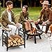 TANGZON Firewood Rack, Heavy Duty Metal Fire Log Holder with Side Handles & Adjustable Foot Pads, Indoor Outdoor Decorative Fireplace Wood Storage Basket Stand, 45 x 33 x 44cm TANGZON Firewood Rack, Heavy Duty Metal Fire Log Holder with Side Handles & Adjustable Foot Pads, Indoor Outdoor Decorative Fireplace Wood Storage Basket Stand, 45 x 33 x 44cm