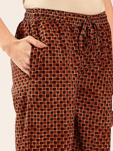 Image of Vbuyz Women's Ajrakh Print With Sequin Work Straight Kurta Palazzo With Dupatta