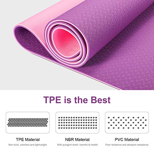TWING Extra-Wide Yoga Mat, Non-Toxic Fitness Mat, Upgraded 2021 Non-Slip Yoga Mat, Workout Mat for Yoga, Pilates and Exercises Extra Wide Exercise Mat 72\"x 26\" Thickness 6mm 1/4 Inch w/ Carrying Strap - Thumbnail 4