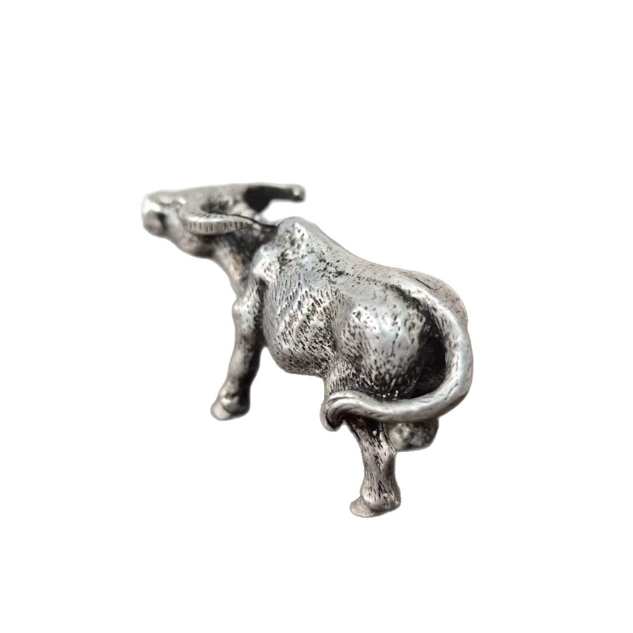 Huolimxun Antique Gilt Silver Cow Small Ornament 7×4cm