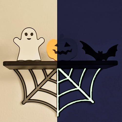 Miniatura 5 de Estante flotante de telaraña Estante espeluznante de decoración de Halloween 9 pulgadas de ancho x 5 pulgadas de profundidad Fabricado en Estados