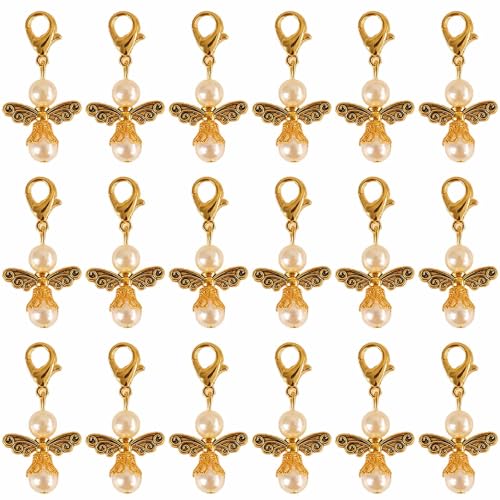 YIEUR Lot de 40 pendentifs en forme d'ange gardien, en métal, pour mariage, baptême, Noël, communion, confirmation, cadeau pour invités, ange gardien,...