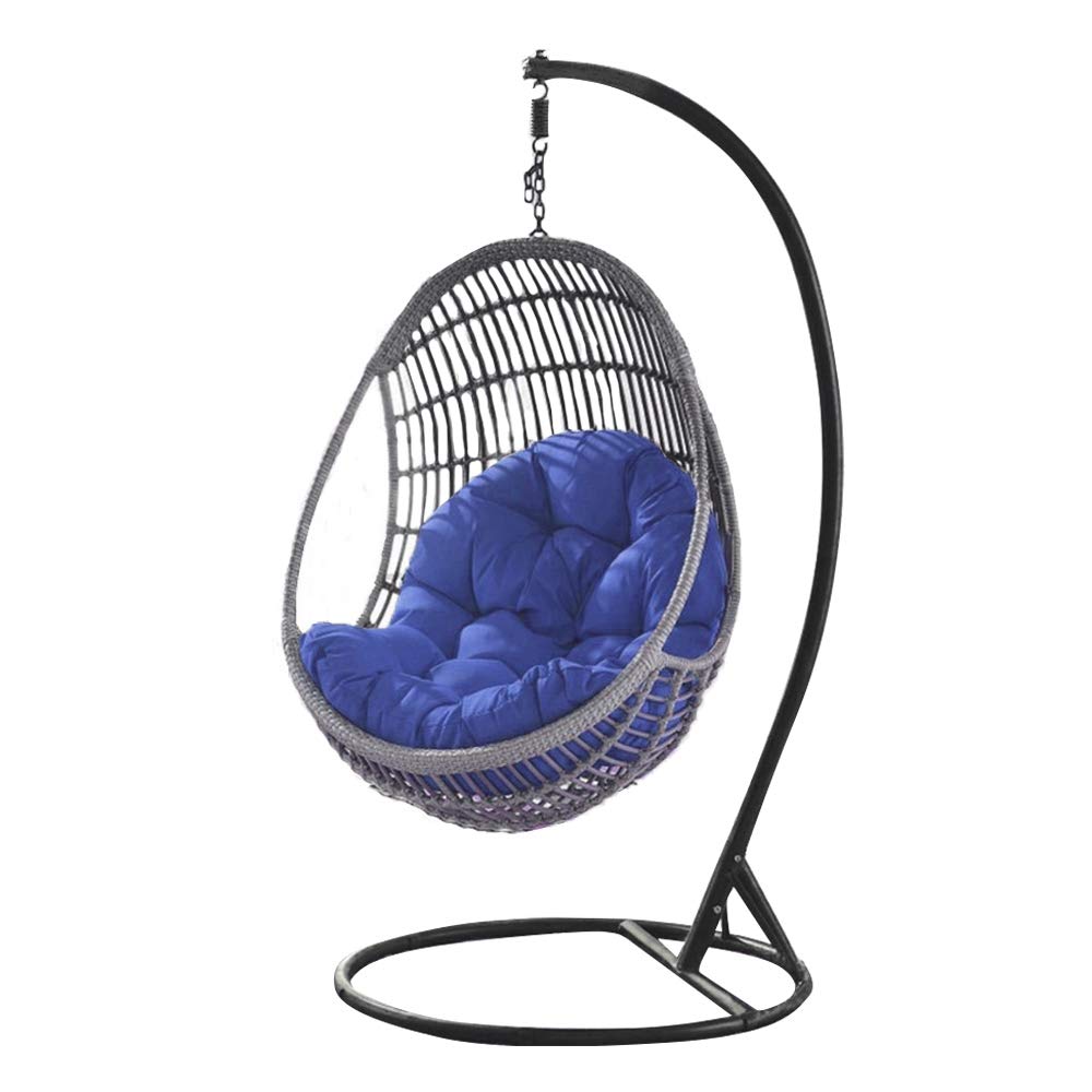 Cuscino da appendere per sedia a uovo per altalena, tappetino in rattan spesso con morbido cuscino per amaca, cuscino posteriore, per interni, esterni, patio, cortile, giardino, blu navy