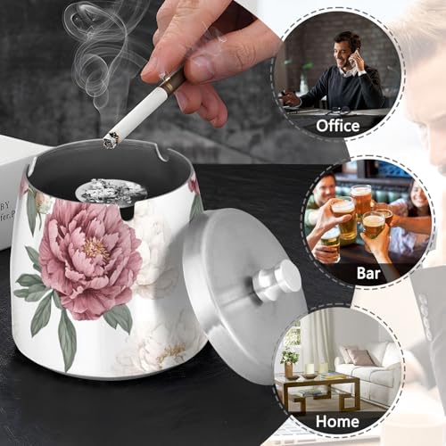 Cendrier pivoine inox de haute qualité avec couvercle - 4