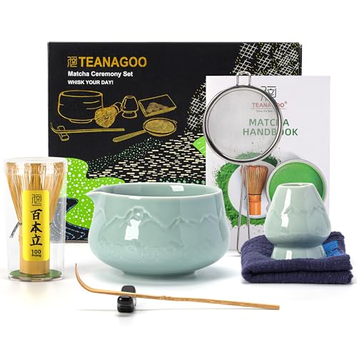 TEANAGOO 7 Pcs Matcha Whisk Set Blue, Ceramic Matcha Set, Matcha Kit for Ceremony, Matcha Tea Set...
