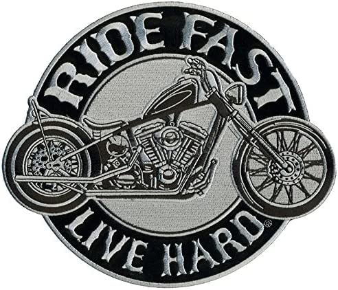 🏍️Toppa Patch, Toppa Ricamata, Da Applicare Con Ferro Da Stiro O Da Cucire, Motivo:Toppa/Stemma Con “Ride Fast Live Hard”