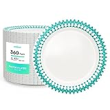 JOLLY PARTY 8.37 inch Disposable Paper Plates, 360 Count Dinner Paper Plates, Soak-Proof Disposable