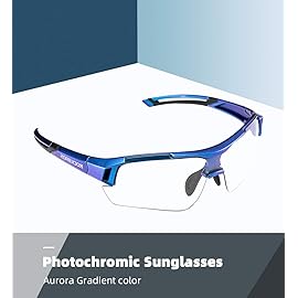 RockBros Cycling Sunglasses Photochromic Bike Glasses for Men Women Sports Goggles UV Protection, Purple Blue, Regular