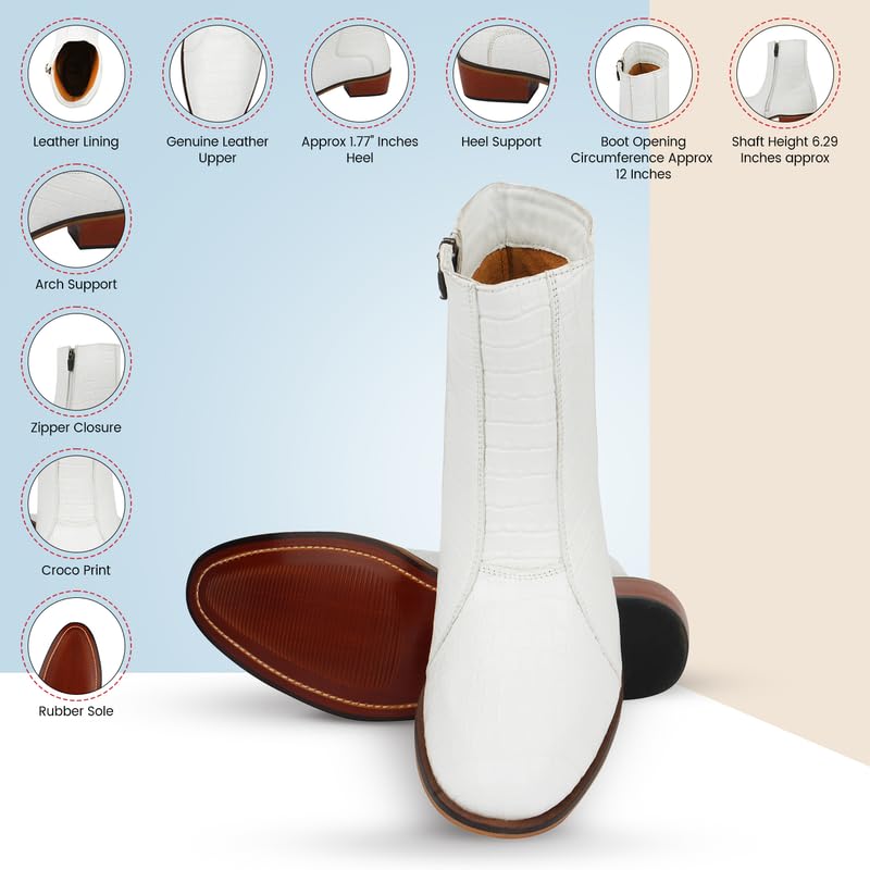 Image of LIBERTYZENO Mens Animal Print & Plain Leather Adults High Ankle Retro Dress Boots for Easter Gift