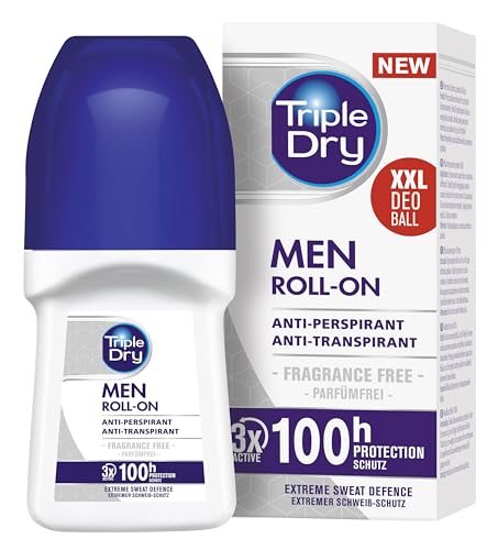 Triple Dry Anti-Transpirant Roll-On Men | Deoroller gegen starkes Schwitzen | Antibakterielles Deodorant für 100 h Schutz | Belebender Duft | For Men | 50ml