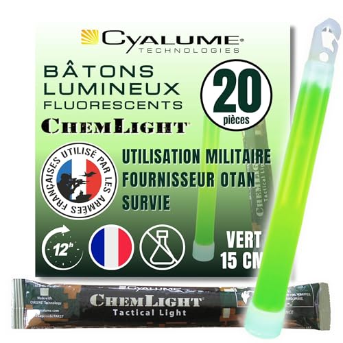 Cyalume ChemLight Lightsticks - Barra luminosa de 15 cm, con duración de 12 horas (caja de 20)
